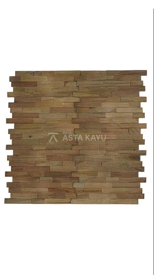 Java Fumed Coffee 3D Holz Wandpaneele – FSC® Meranti Ziegelmuster Wandverkleidung – Naturholz Wanddekoration – 10 Paneele (1 m²) – 200 × 500 mm