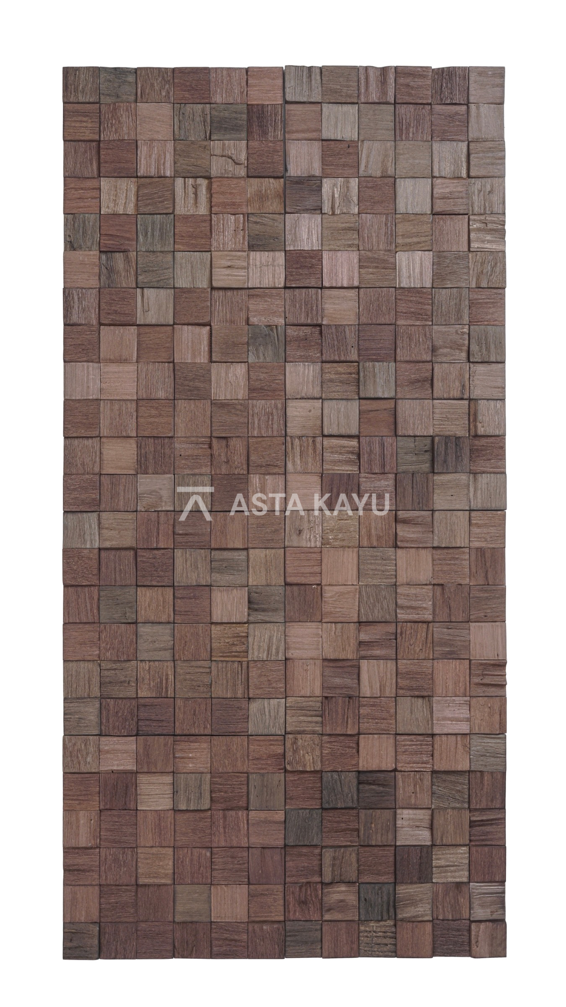 Merapi 3D Holz Wandpaneele – FSC® Meranti Würfel Mosaik Wandverkleidung – Dunkelbraune Naturholz Wanddekoration – 8 Paneele (1,04 m²) – 360 × 360 mm