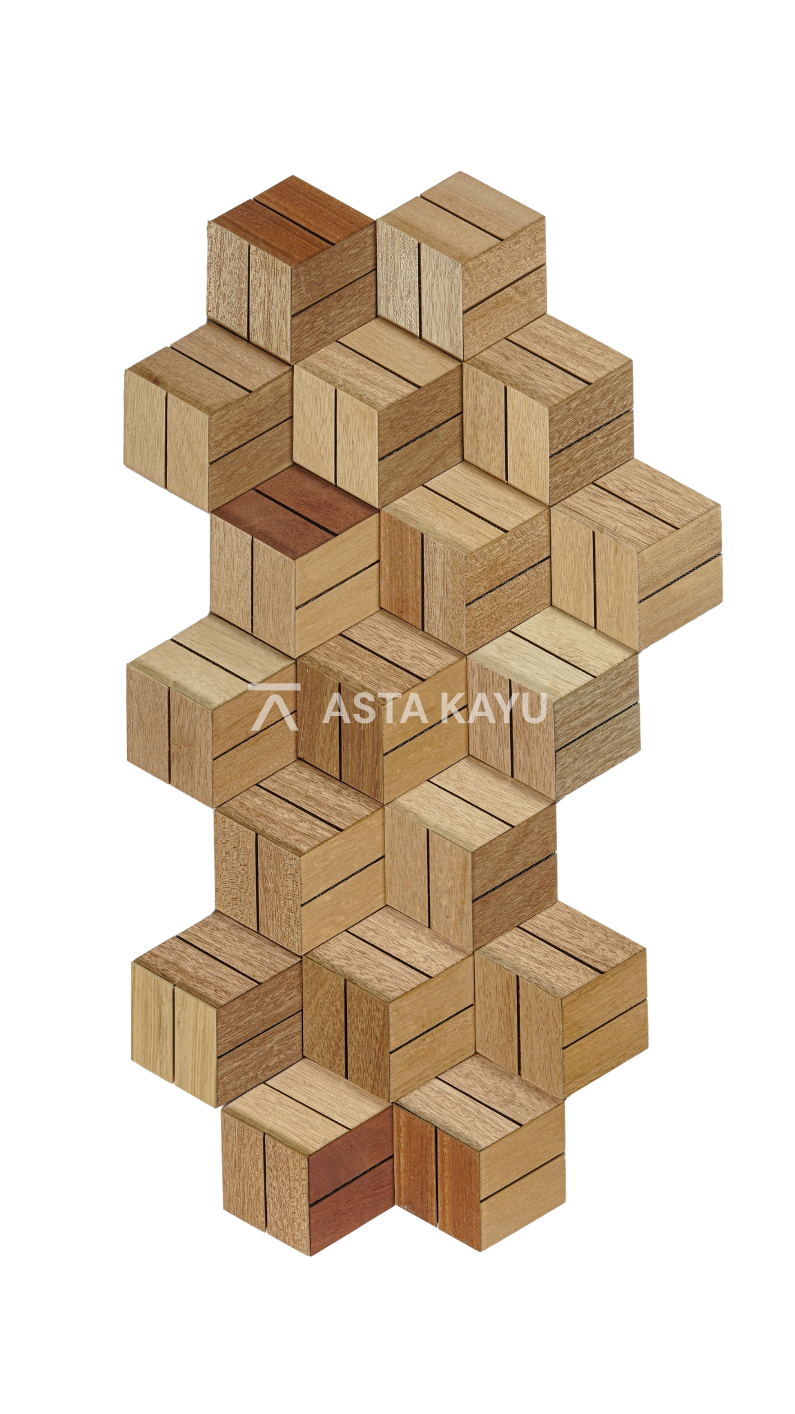 Hexa Kayu 3D-Holzwandpaneele – FSC® Meranti-Sechseck-Wandverkleidung – Naturholz-Wanddekoration – 18 Paneele (0,5 m²) – 180 × 207,8 mm