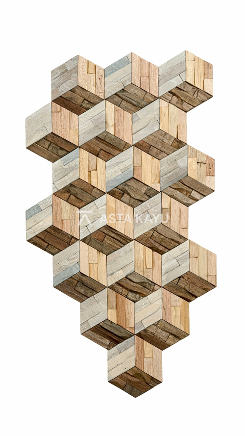 Hexa Rustic 3D Holz Wandpaneele – FSC® Meranti Sechseck Wandverkleidung – Premium Naturholz Wanddekoration – 18 Paneele (0,5 m²) – 180 × 207,8 mm