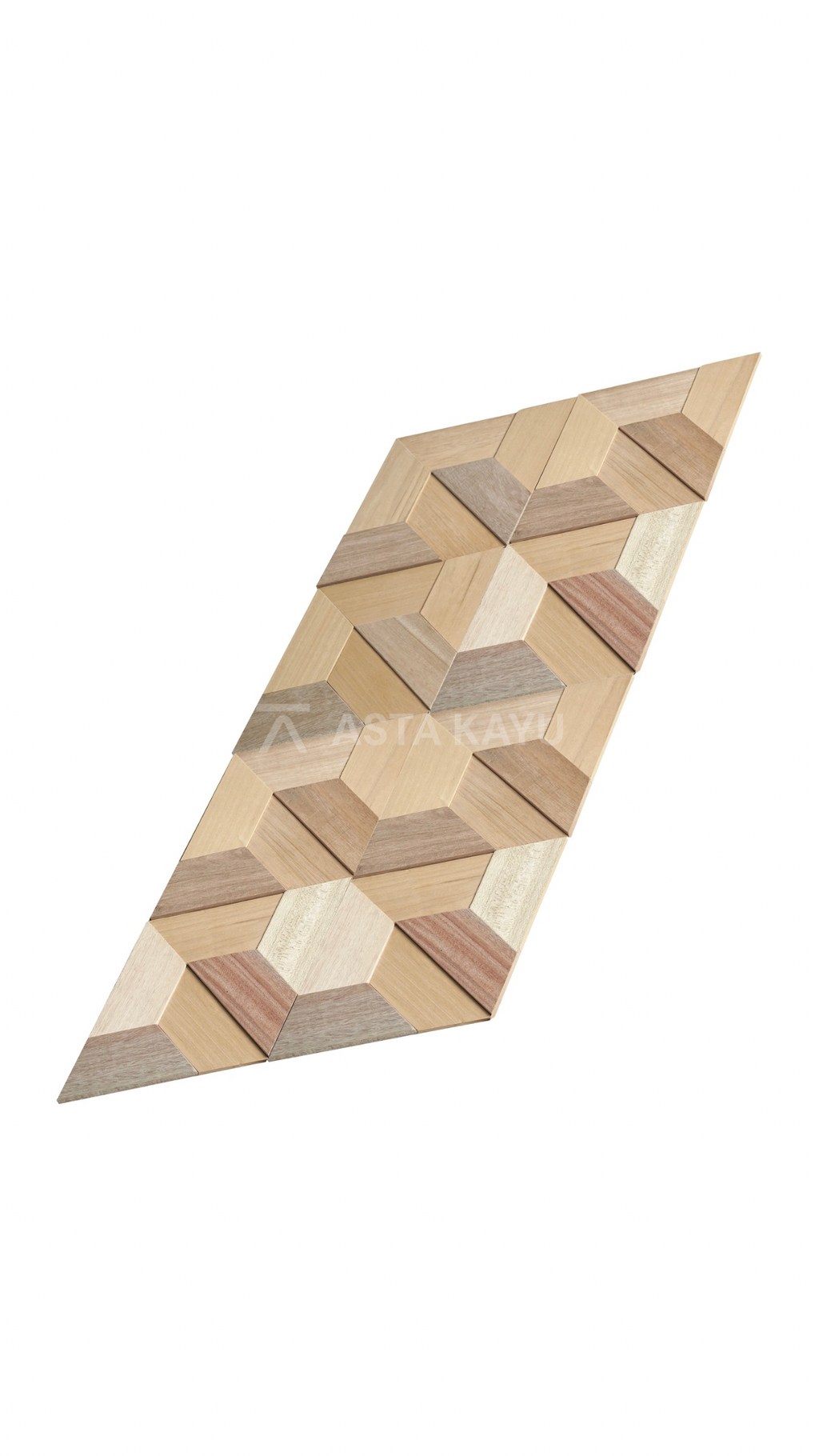 Panneaux muraux en bois 3D "Parallel Stack" – Revêtement mural en parallélogramme de Meranti certifié FSC® – Décoration murale en bois naturel – 6 Panneaux (0,5 m²) – 311,77 × 270 mm