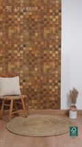 Panneaux muraux en bois 3D Bromo – Revêtement mural en mosaïque de cubes Meranti FSC® – Décoration murale en bois naturel marron – 8 panneaux (1,04 m²) – 360 × 360 mm