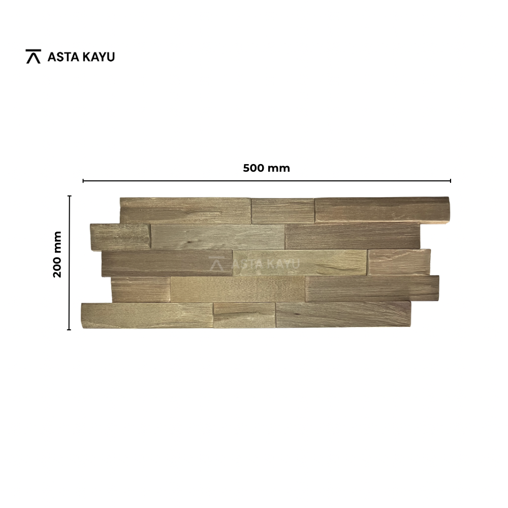 Java Fumed Coffee 3D Holz Wandpaneele – FSC® Meranti Ziegelmuster Wandverkleidung – Naturholz Wanddekoration – 10 Paneele (1 m²) – 200 × 500 mm