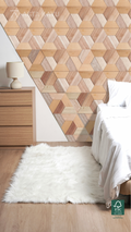 Panneaux muraux en bois 3D "Parallel Stack" – Revêtement mural en parallélogramme de Meranti certifié FSC® – Décoration murale en bois naturel – 6 Panneaux (0,5 m²) – 311,77 × 270 mm