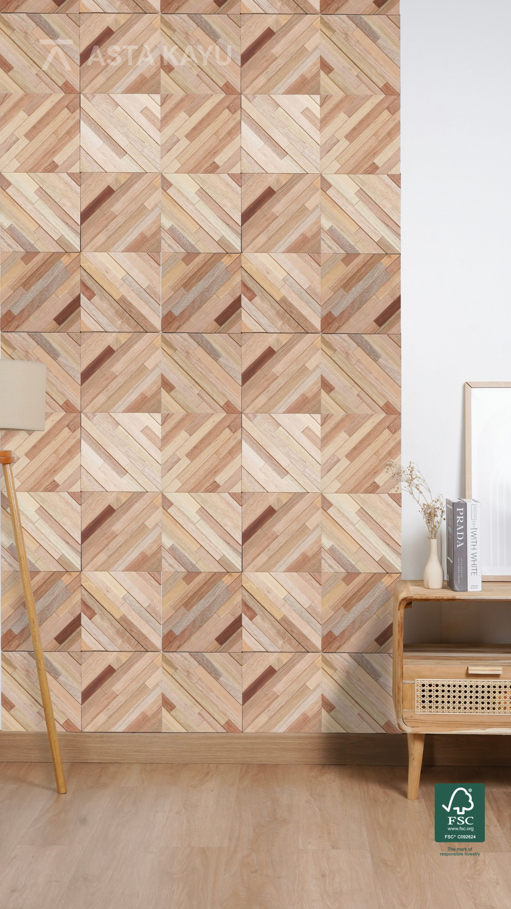 Rhombus Natural – 3D Wooden Wall Panels