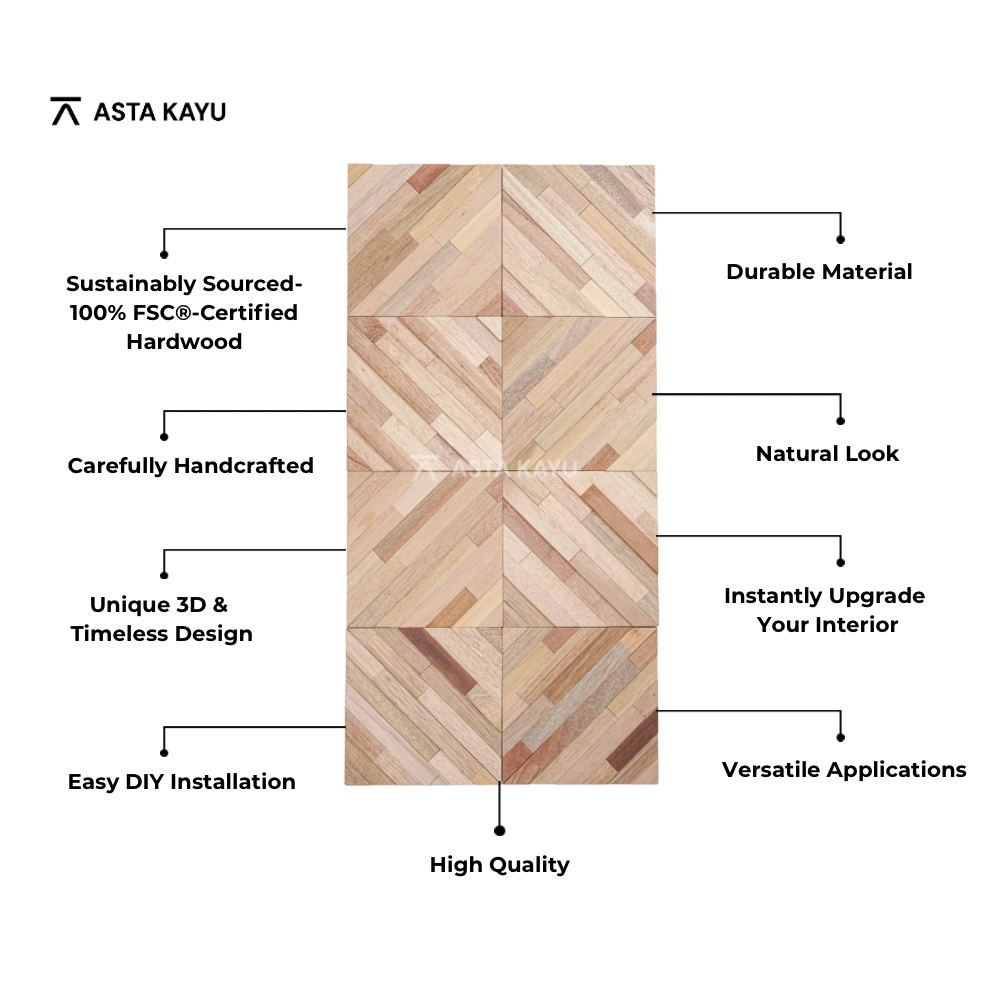 Rhombus Natural – 3D Wooden Wall Panels